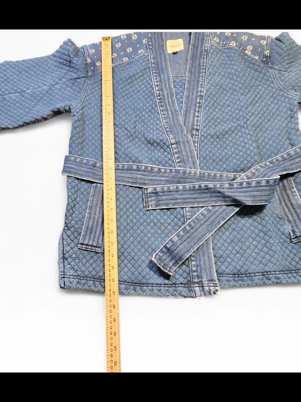 Hidden Embroidered Denim Kimono Oversized Small - Picture 8 of 10